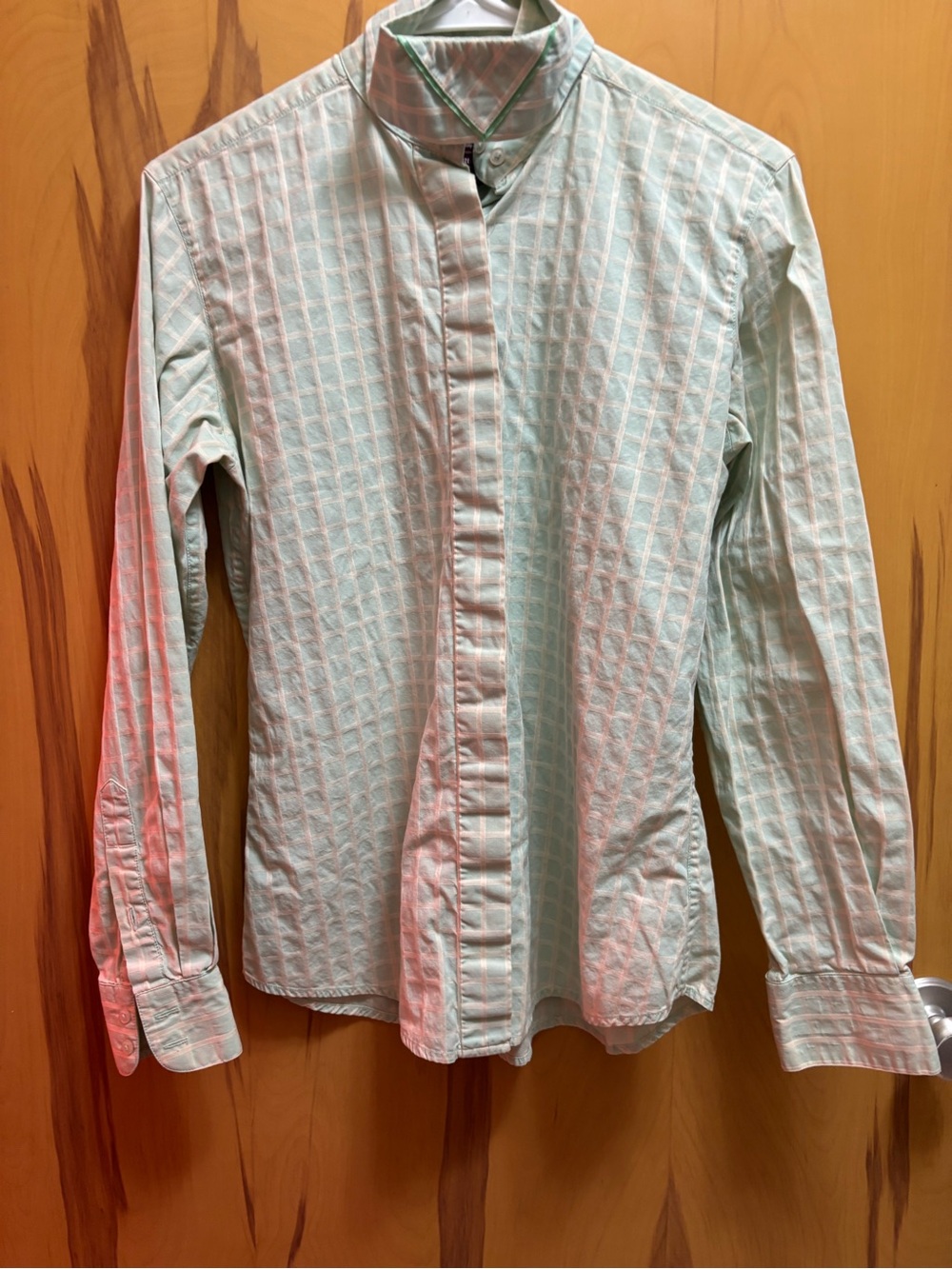 Women’s English Light Green Check Cotton Shirt